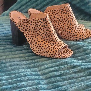 Leopard High Heel Mule Slides